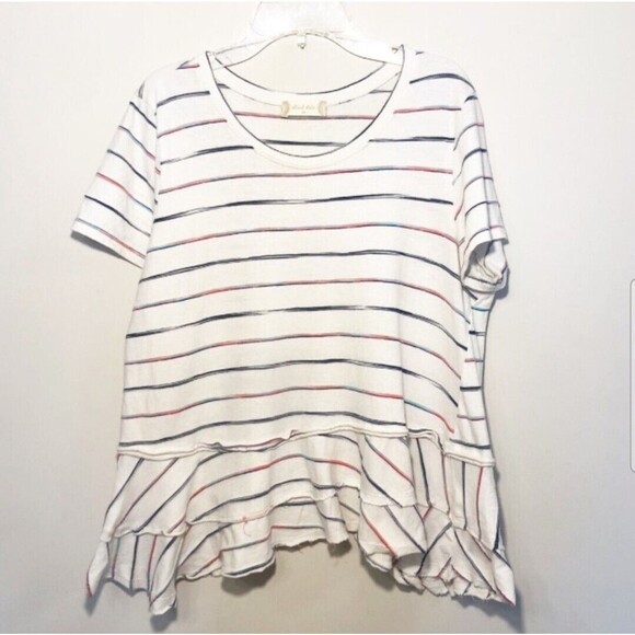 Altar’d State Striped Assymetric Peplum Layered Blouse Top Shirt Size M - Picture 1 of 9